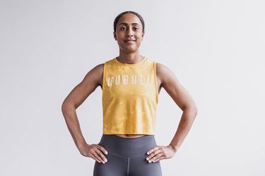 Nobull Muscle Women's Tank Tops Yellow | Australia (DW1278)